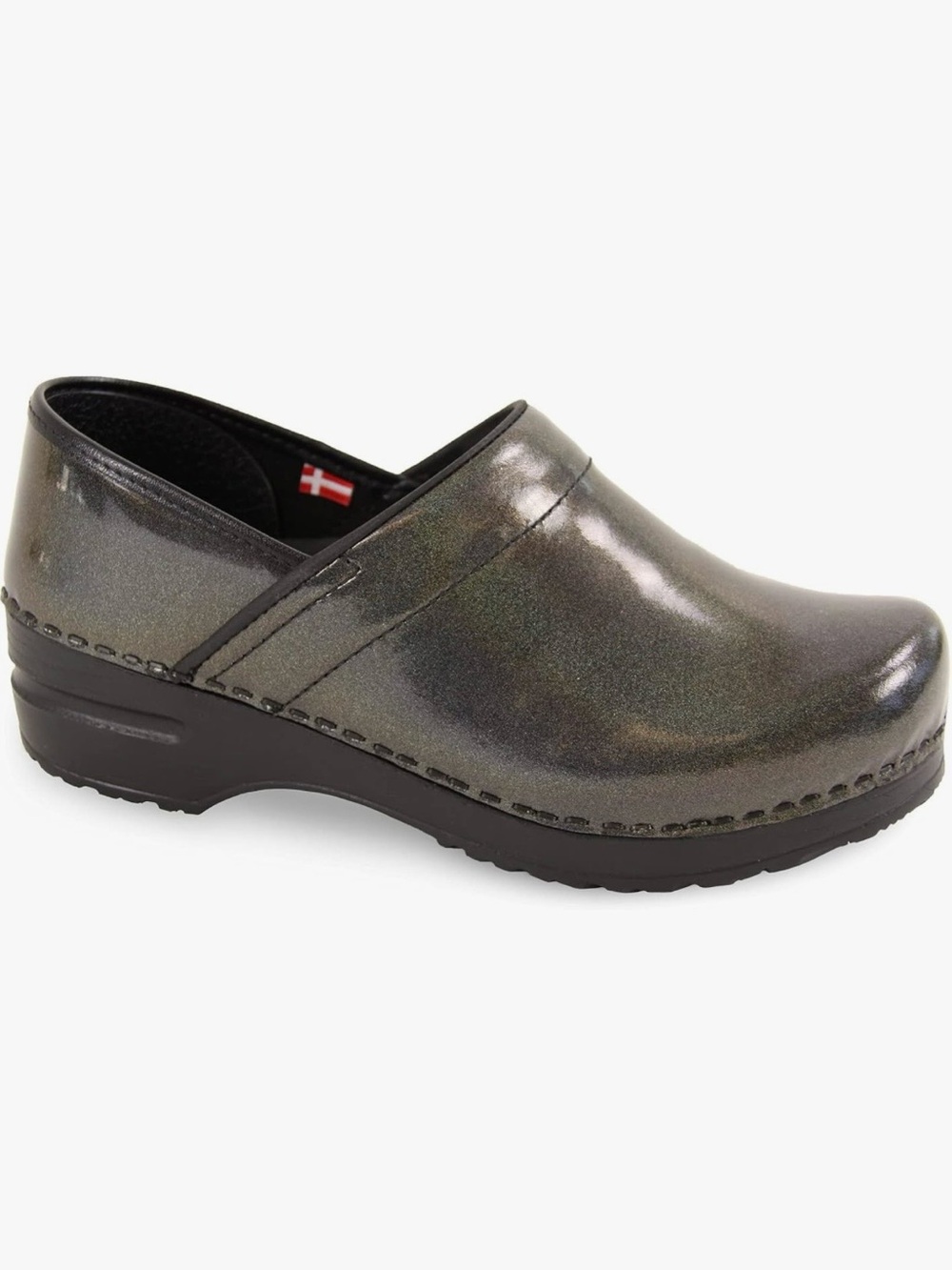 Sanita Professional Danish Design Iridescent Charcoal Leather Clogs Size 9.5-10